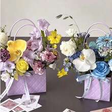 10pcs Embossed Maca Handbag Festival Flower Bag Gift Packaging Bag Fresh Flower Handbag - Tote Bag - View 3