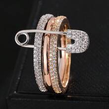 1pc Women's Ring Gorgeous And Exquisite Pin Design With Three Layers Overlapping And Sparkling Zirconia Inlay For Gift/Banquet/Personality - Three-ring Ring - View 18
