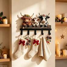 3pcs Highland Cow Metal Kitchen Hooks, Farm Animal Decorative Hanging Hooks, Suitable For Kitchen Entryway, Spoon, Towel, Pot Rack, Keys, Bag Hooks, Country Style, Decorative Hanging Rack - Multicolor - View 2