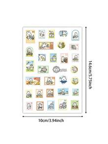 8pcs Vintage Cartoon Animal Postage Stamp Stickers, Cute Mini Duck Bear Rabbit Shiba Inu Vinyl Waterproof Stickers, Aesthetic Planner Stickers, Suitable For Journals Envelopes Water Bottles Laptops Phone Cases, Cute Student Stationery Sticker Pack, Suitable For Children Teenagers Girls - Multicolor - View 9