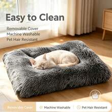 Long Fur Soft Cotton Plush Dog Bed, Warm For Winter, Removable And Washable, Cat Bed, Suitable For Small And Large Dogs, All-Season Pet Bed - Dark Grey - View 3