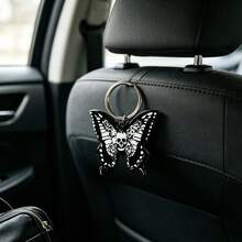 Gothic Skull Butterfly Keychain, Punk Style Fashion Bag Charm/Car Accessory Gift, Halloween Gift, Butterfly Street Acrylic Keychain, All Year Round - Black - View 4