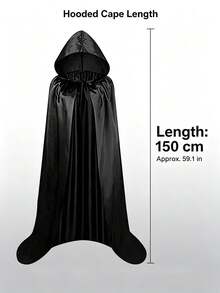 ZUAY 1PC Unisex Adult Grim Reaper Hooded Cloak, Halloween Witch Long Cape, Cosplay Costume Prop For Carnival Rave Festival Party - Black - View 12