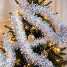 1pc 3cm Gold Shiny Rainbow Colorful Tinsel Garland, Dense Rainbow Color Party Decoration Ribbon, Fine Fiber Style Party Decor - View 2
