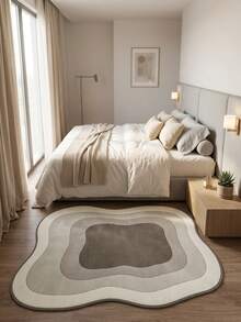 1PC Cream & Deep Coffee Multi-Layer Wavy Pattern Modern Minimalist Artistic Rug, Soft Vintage Style Faux Cashmere Asymmetrical Wavy Shape Concentric Gradient Coffee Ripple With Fine Border Detail, Machine Washable Area Rug, Suitable For Living Room, Bedroom, Balcony, All Season Home Decor - Multicolor - View 6