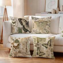 4pcs/1pc Vintage Insect Collage Design Pillow Case, Single-Sided Print Pillow Case, Suitable For Living Room Bedroom Home Decor, All Season Pillow Case - Multicolor - View 7