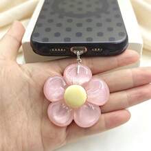 1pc Glow-In-The-Dark Flower Pendant Phone Dust Plug - Multicolor - View 1
