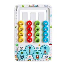 Kids Traffic Logic Slide Puzzle Toy, 96 Challenges 4Color Matching Brain Game, Portable Travel Educational Logical Thinking Training Board Game For 3+ - Multicolor - View 10