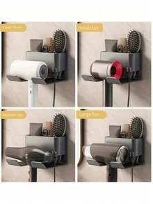 1pc Wall Mounted Hair Dryer & Phone Holder, Suction Cup Installation And Strong Adhesive, Easy Install Without Drilling. Suitable For Garden Layout, Soft Rubber Parts, Holiday Essentials, Exquisite Room Decor. - Multicolor - View 4