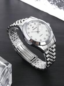 RICECGO A Classic Men's Quartz Business Watch, Perfect For Both Business And Casual Occasions-An Ideal Holiday Gift - Silver - View 2