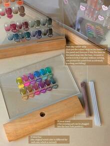 1pc DIY Acrylic Nail Sample Display Board, Transparent Design, For Displaying Gel Nail Polish Colors, Portable Nail Gel Color Rack - Brown - View 2