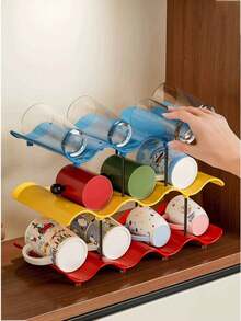 1pc Multi-Layer Stackable Cup Storage Rack, Space-Saving Storage/Display Rack, Suitable For Cups, Wine Glasses, Kitchen Coffee Bar, Desk, Office. - Multicolor - View 6