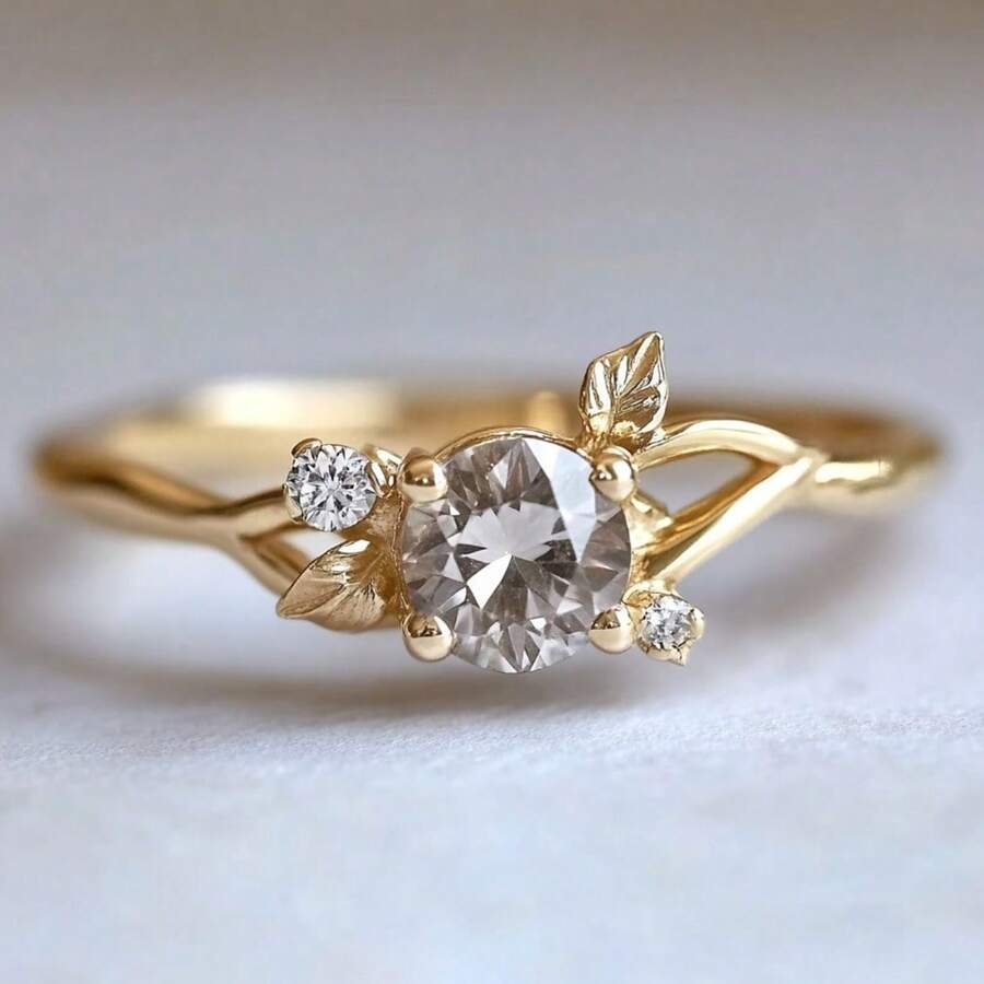 Women's Exquisite Gold Leaf Ring, Luxury Fashion, Versatile Accessory Jewelry - Gold - View 1