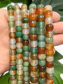 1 Strand 7x8/9x10mm Barrel Shape Natural Stone Agate Beads Loose Spacer Beads For Jewelry Making DIY Energy Charms Bracelets - Green - View 4