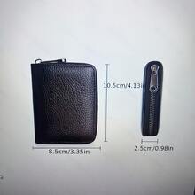 Ultra Thin RFID Anti-Theft Zipper Wallet - Multifunctional Business Card Holder, Secure Travel Document Storage, Can Hold 12+Cards And Cash, Durable Black Design, Simple Style Metal Buckle Decoration - Rectangle - View 3
