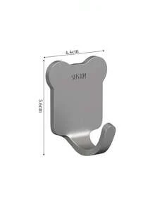 5Pcs User‑Friendly Stainless Steel Adhesive Hooks, Cute Minimalist Style Silver Bear Shape Brushed Finish Self‑Stick Wall Hanger For Entryway Closet Bathroom Key Bag Organizer - Multicolor - View 11