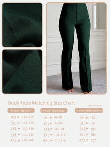 Plus Size Women Elegant High Waist Pocket Slim Fit Casual Everyday Commute Pants Spring - Dark Green - View 8