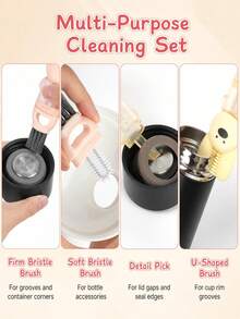 3pcs New Cute Rabbit 3-In-1 Cup Brush, Petal 3-In-1 Cup Brush, Multi-Functional Gap Cleaning Brush, Tea Cup & Baby Bottle Slot Brush, Portable For Home And Travel - Multiple Styles and Colors - View 7