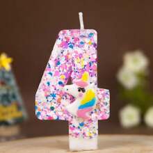 Hasbro شمعة عيد ميلاد يونيكورن برقم مخصص، لوازم حفلات DIY يدوية الصنع، شموع أرقام من 0-9 - أرقام متعددة الألوان - مشاهدة 6