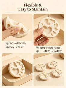 Heart Silicone Mold Different Sizes, Nonstick Chocolate Candy Bakeware For Pastry, Cookie & Cake Decorating - Beige - View 8
