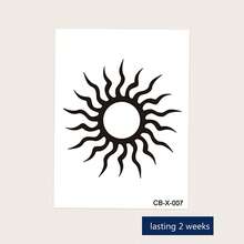 Herbal Juice Semi-Permanent Tattoo Sticker, Minimalist Sun Pattern, 14 Days Fade-Resistant, Music Festival Party Gift, Arm Shoulder Neck Collarbone Leg Body Temporary Tattoo Sticker, 1pc/Pack - Blue - View 5