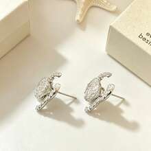 1 Pair Fashion Metal Woven Mesh Zirconia Stud Earrings For Women, Luxury Hollow Mesh Design Niche Earrings - Braided  Earrings - View 4