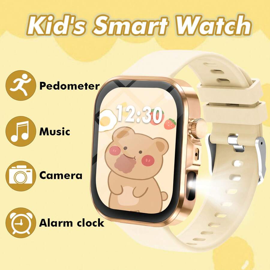 1pc Unisex Kids Soft Silicone Strap Smart Watch, Large Touch Screen, With Camera, Stopwatch, Calendar Functions, Sporty Style, Suitable For Daily Wear, Children's Gift - Multicolor - View 1