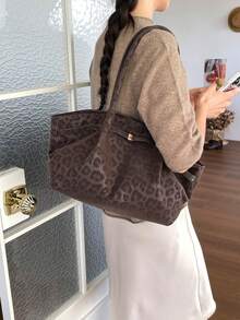 Fashionable Leopard Print Shoulder Bag, Strap Design, Suitable For Women Shopping, Dating, Gifts And Daily Use - Coffee Brown - View 5
