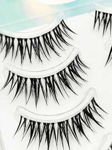 10pcs Cartoon Style False Eyelashes, One-Piece Eyelash Extensions, Transparent Natural Effect, Voluminous Curly Design, Suitable For Beginners, Reusable - Multicolor - View 7