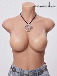 1 Pair Adhesive Neck Support Bra, Invisible Non-Slip Reusable, Suitable For Small Chest, Strapless, For Dresses, Swimsuits, Bikinis, New Glowing Silicone Invisible Bra With Straps - Multicolor - View 2
