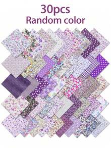 5 Inch Pre Cut Purple Floral Fabric Squares, 1/10/30/50 Pack Charm Fabric Bundle, Patchwork Quilting Fabric For Sewing Crafts, DIY Handmade Bags, Pillow, Quilt Home Decor - Multicolor - View 10