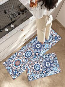 1/2pcs Diatomaceous Earth Bath Mat, Vintage Bohemian Floral Pattern Style, Super Absorbent, Non-Slip, Perfect For Bathroom, Kitchen And Dining Room, Quick Drying, Ideal Gift For Home Decor And Bathroom Mat - Multicolor - View 7