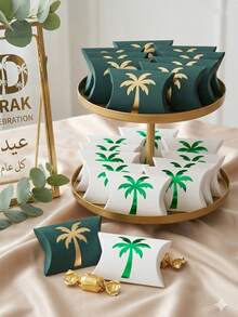 صندوق هدايا وسادة مطلي بالذهب بتصميم شجرة النخيل 5/10/15، صندوق هدايا العطلات، صندوق هدايا الحفلات، صندوق هدايا اليوم الوطني - متعدد الألوان - مشاهدة 3