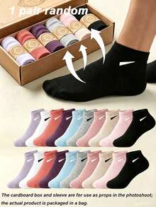 20 Pairs Women's Solid Candy Color Boat Socks, Sweet Sweat-Absorbent Breathable Invisible Socks, Suitable For Daily, Sports, College Style, All Seasons, Random Color, Optional 1 Pair/10 Pairs/20 Pairs - Multicolor - View 13
