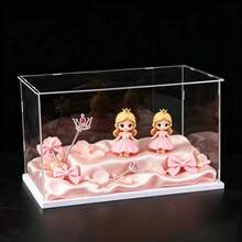 1pc Premium Transparent Acrylic Display Case - A Chic Collectible Storage Solution, Detachable Acrylic Display Box, Transparent Dust-Proof Display Case, Perfect For Placing Small Figurines, Action Figures, Collectibles, Etc., Available In Multiple Sizes, With White Base, Excellent Transparency, Dust-Proof And Durable - White - View 2