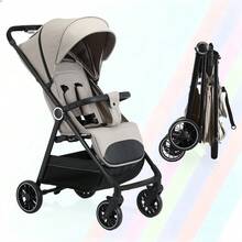 Lightweight, Foldable Stroller, One-Touch Series, Adjustable Backrest, Wide Sun Canopy, Breathable Mesh Fabric, Easy To Carry, Ideal For Travel - Khaki - View 12