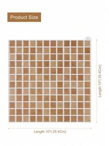 Waterproof Textured Vinyl DIY Self-Adhesive Peel And Stick Backsplash Tile, Gradient Warm Beige Mini Square Mosaic Wallpaper, Soft Earth Tone Transition, Glossy Ceramic Feel Surface, For Home Decor - Mocha Brown - View 2