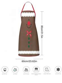 2Pcs Christmas Couple Apron Set, Santa Claus Suit & Cute Gingerbread Man Bow Printed Adjustable Bib Apron, Holiday Kitchen Cooking Baking Apron For Family Party Xmas Gift - Multicolor - View 3