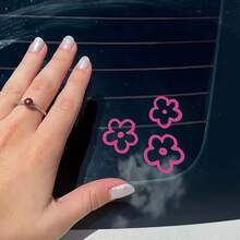 3pcs Flower Car Mirror Bumper Decorative Stickers And Decals, DIY Cute Waterproof Decoration - A - View 1