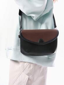 1pc Contrast Color Flap Small Square Bag Unisex Casual Fashion Crossbody Bag Outdoor Portable Phone Bag Shoulder Bag - Multicolor - View 4