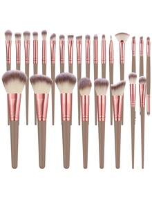 25/42pcs Complete Makeup Tool Set, 25pcs Premium Soft Eyeshadow, Foundation, Blush Makeup Brushes And Various Sizes Makeup Sponges, Multiple Powder Puffs, Makeup Brush Cleaning Bowl, Multi-Functional Facial Makeup Applicator Series - Brown - View 12