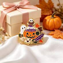 Cute Ghost Halloween Enamel Pins Set, Pumpkin Witch House Brooches, Spooky Fun Lapel Pins For Backpacks Jackets Hats Decor, Halloween Gift For Friends - Multicolor - View 11