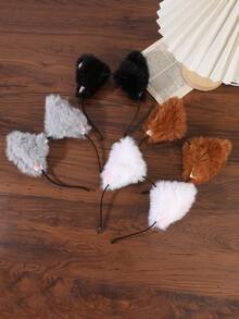 1pc Plush Cat Ear Headband, Realistic Animal Ear Cute Headband, Japanese Style Cosplay Photo Prop, Girl Party Live Stream Costume Accessory, Multi-Color Hair Accessory - Multicolor - View 4