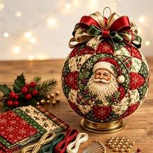 Classic Christmas Patchwork Ornament Kit,Santa,Snowman, Christmas Tree, Reindeer Designs,Retro Xmas Hand‑Stitching Craft Supplies, Multiple Classic Xmas Patterns For Indoor Tabletop & Hanging Holiday Decoration Making, Festive Home Decor - Christmas Baubles - View 17