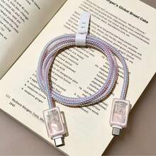 Pink Tulip 40W Charger Protective Case For 17 Pro Max, 17 Pro/16/15 Data Cable Protector - 40W Photo Frame Tulip Print - View 5