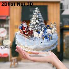 Christmas Reindeer Sleigh Acrylic Hanging Ornament - Suitable For Office - Unique Holiday Gift Idea - Christmas Tree Desktop Decor And Gift - Festive Village Scene With Stand - Indoor And Outdoor Universal Decoration - Perfect For Christmas - A - View 5