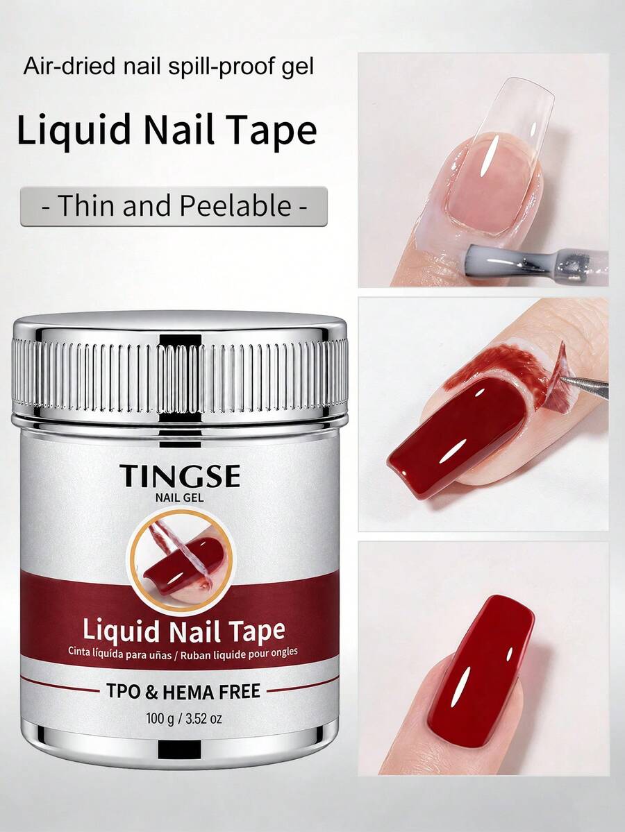 TINGSE 1 Kaleng 100g Lem Anti-Meluber, Mudah Sobek, Keren dan Berkualitas Tinggi, Daya Rekat Tinggi, Pengaplikasian Halus, Hadiah Seni Kuku untuk Wanita