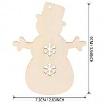 Unpainted Wooden Snowman Shaped Wood Slice, Wooden Snowman Wearing Top Hat Craft Piece, DIY Painting & Coloring, For Home Decor, Christmas Decoration, With Hole For Hanging - A - View 6
