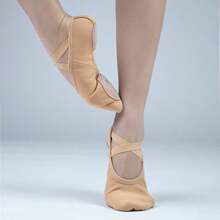 Wuyuan Double Layer Elastic Canvas Ballet Shoes/Dance Shoes, Soft Lining, Stable And Comfortable, Suitable For Ballet, Jazz Dance, Modern Dance And Pilates - Color - View 2
