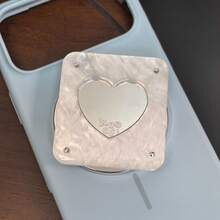 Cute Bear Round Phone Stand, Soft Airbag Holder With Heart Mirror, Multi Color - Multicolor - View 3
